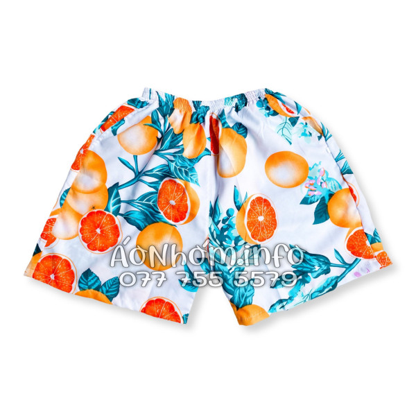 Bộ Áo Quần Nhóm Đi Biển Họa Tiết Cam Vàng Nền Trắng Tropical