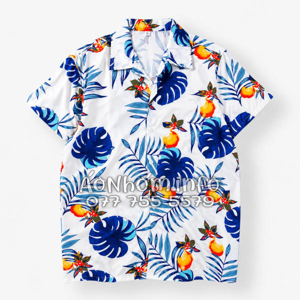 Bộ Áo Quần Nhóm Đi Biển Trái Đào Trắng Đậm Tropical