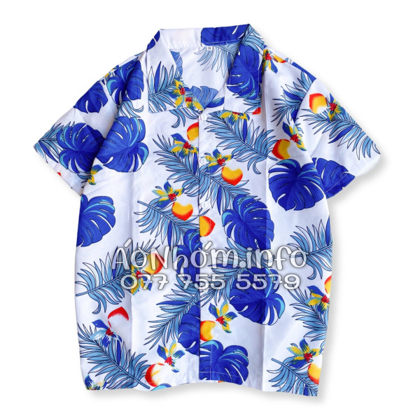 Bộ Áo Quần Nhóm Đi Biển Họa Tiết Trái Đào Trắng Tropical