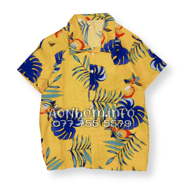 Bộ Áo Quần Nhóm Đi Biển Trái Đào Vàng Đậm Tropical