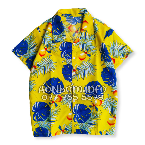 Bộ Áo Quần Nhóm Đi Biển Họa Tiết Trái Đào Vàng Tropical
