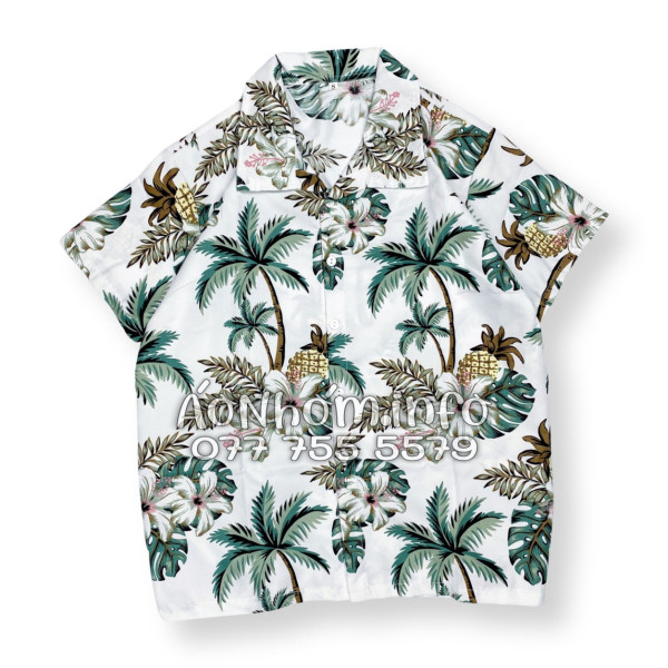 Bộ Áo Quần Nhóm Đi Biển Thơm Dứa Cây Dừa Hoa Sứ Trắng Tropical