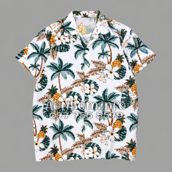 Bộ Áo Quần Nhóm Đi Biển Thơm Dứa Cây Dừa Hoa Sứ Trắng Tropical
