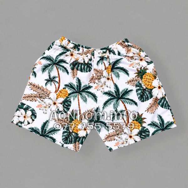Bộ Áo Quần Nhóm Đi Biển Thơm Dứa Cây Dừa Hoa Sứ Trắng Tropical
