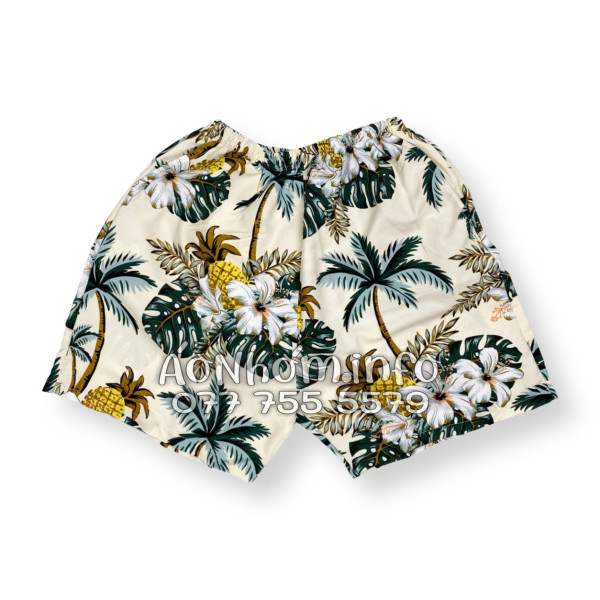 Bộ Áo Quần Nhóm Đi Biển Thơm Dứa Cây Dừa Hoa Sứ Màu Kem Nhạt Tropical