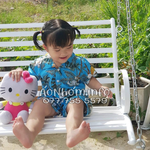 Bộ Áo Quần Nhóm Đi Biển Thơm Dứa Cây Dừa Hoa Sứ Xanh Tropical