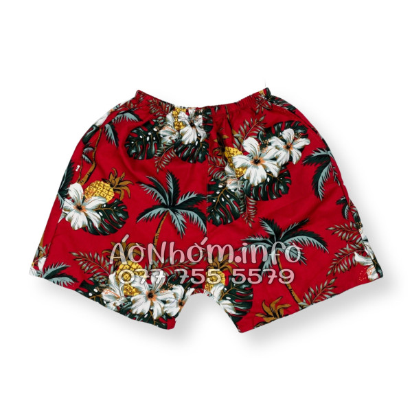 Bộ Áo Quần Nhóm Đi Biển Thơm Dứa Cây Dừa Hoa Sứ Đỏ Tropical