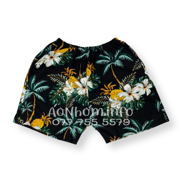 Bộ Áo Quần Nhóm Đi Biển Thơm Dứa Cây Dừa Hoa Sứ Đen Tropical