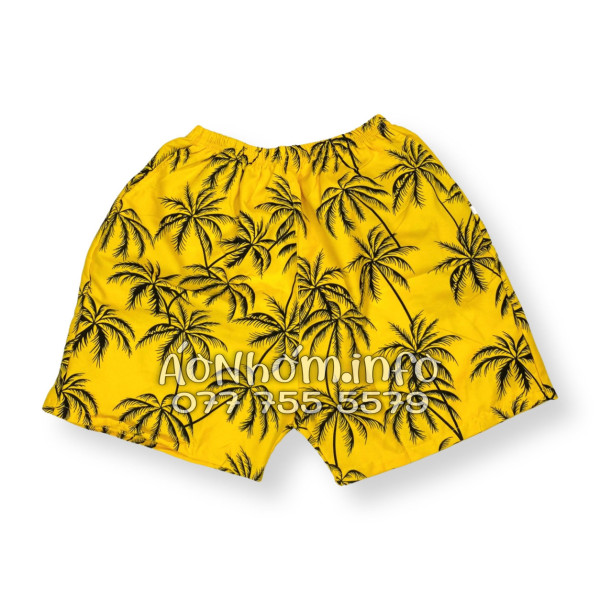 Bộ Áo Quần Nhóm Đi Biển Họa Tiết Cây Dừa Đen Nền Vàng Tropical