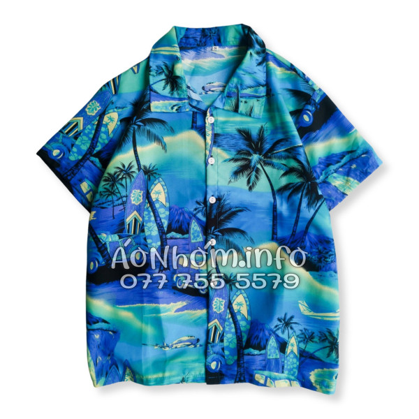 Bộ Áo Quần Nhóm Đi Biển Họa Tiết Cây Dừa Xanh Tropical