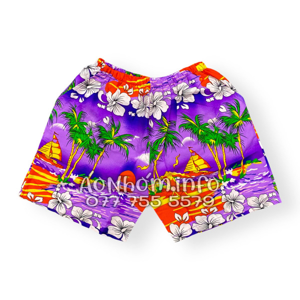 Bộ Áo Quần Nhóm Đi Biển Họa Tiết Cây Dừa Tím Tropical