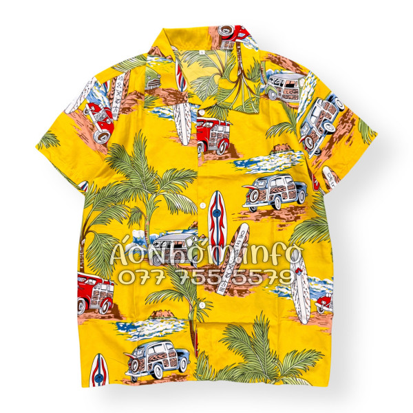 Bộ Áo Quần Nhóm Đi Biển Cây Dừa Ván Lướt Sóng Surfboard Xe Van Vàng Tropical