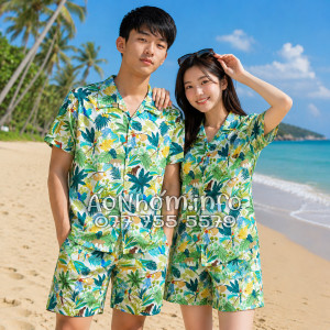 Bộ Áo Quần Nhóm Đi Biển Báo Đốm Vẹt Tropical