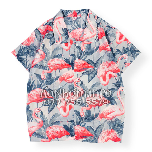 Bộ Áo Quần Nhóm Đi Biển Họa Tiết Chim Hồng Hạc Tropical