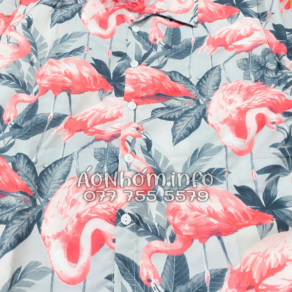 Bộ Áo Quần Nhóm Đi Biển Họa Tiết Chim Hồng Hạc Tropical