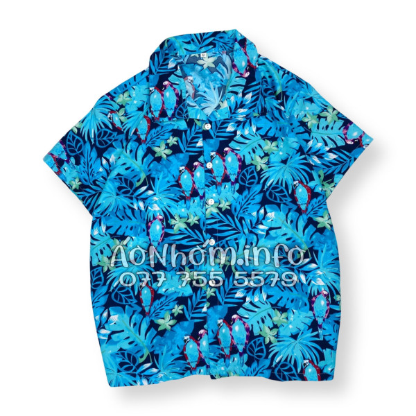Bộ Áo Quần Nhóm Đi Biển Họa Tiết Vẹt Xanh Tropical