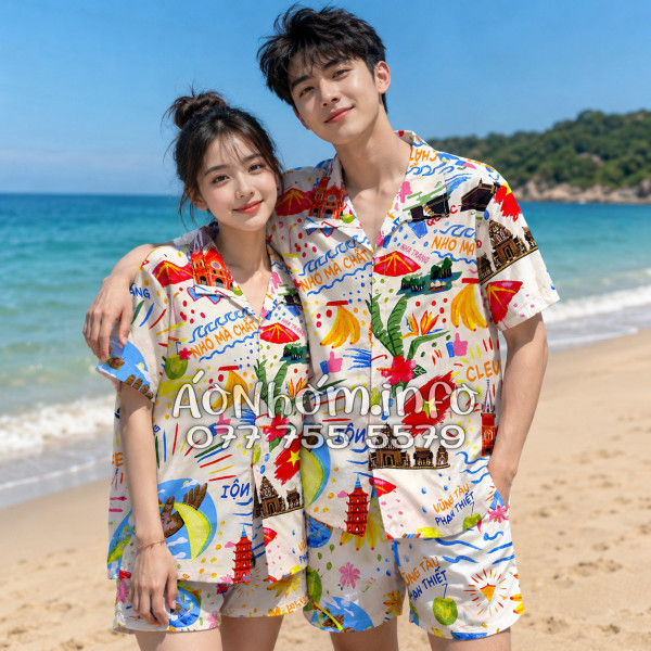 Bộ Áo Quần Nhóm Du Lịch Hà Nội Sài Gòn Đà Nẵng Phú Quốc Phan Thiết Mũi Né Nha Trang Vũng Tàu Màu Kem Nhạt