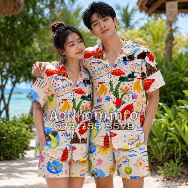 Bộ Áo Quần Nhóm Du Lịch Hà Nội Sài Gòn Đà Nẵng Phú Quốc Phan Thiết Mũi Né Nha Trang Vũng Tàu Màu Kem Nhạt