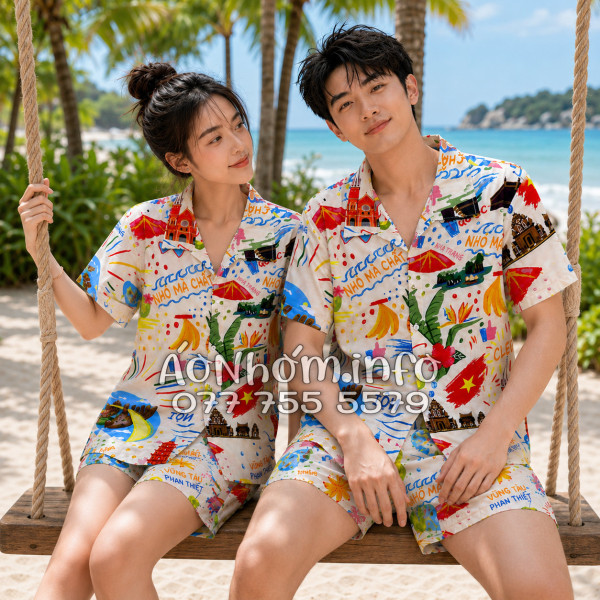 Bộ Áo Quần Nhóm Du Lịch Hà Nội Sài Gòn Đà Nẵng Phú Quốc Phan Thiết Mũi Né Nha Trang Vũng Tàu Màu Kem Nhạt