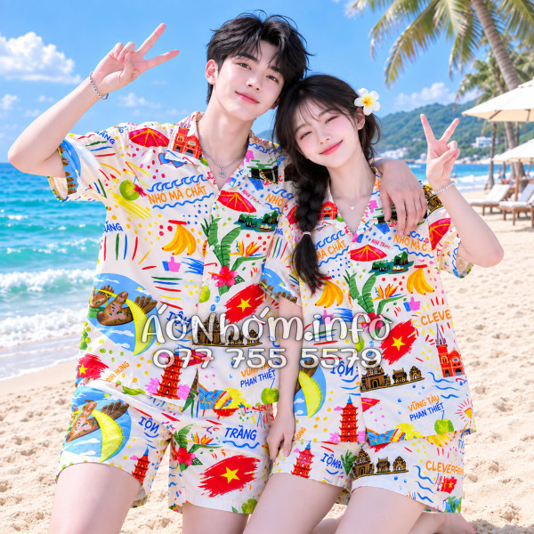 Bộ Áo Quần Nhóm Du Lịch Hà Nội Sài Gòn Đà Nẵng Phú Quốc Phan Thiết Mũi Né Nha Trang Vũng Tàu Màu Kem Nhạt
