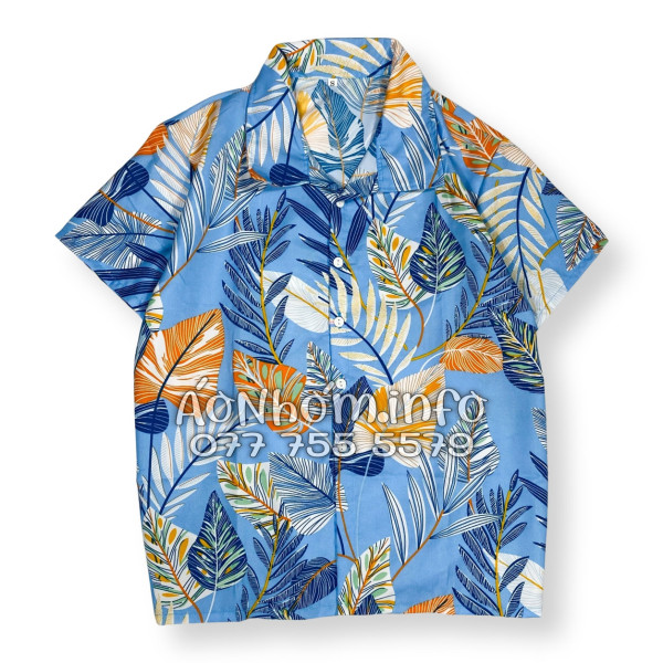 Bộ Áo Quần Nhóm Đi Biển Họa Tiết Lá Môn Xanh Tropical
