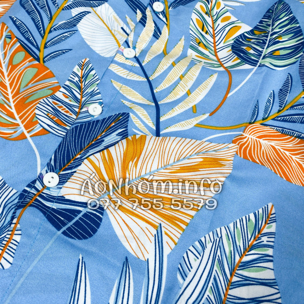 Bộ Áo Quần Nhóm Đi Biển Họa Tiết Lá Môn Xanh Tropical