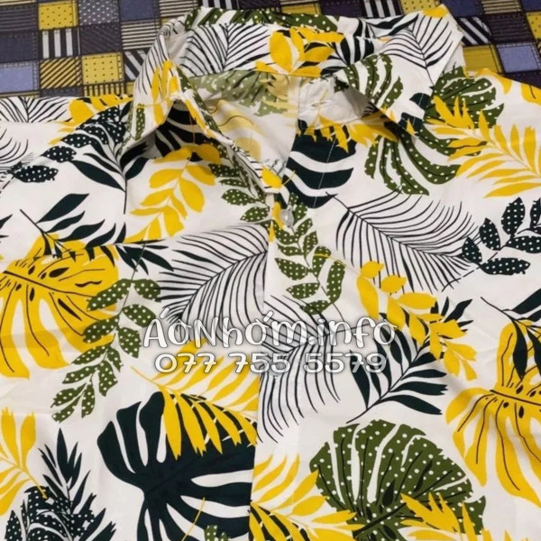 Bộ Áo Quần Nhóm Đi Biển Họa Tiết Lá Vàng Tropical