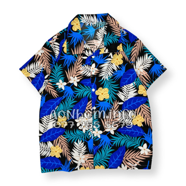 Bộ Áo Quần Nhóm Đi Biển Họa Tiết Hoa Vàng Lá Xanh Tropical