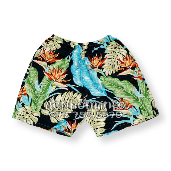 Bộ Áo Quần Nhóm Đi Biển Hoa Thiên Điểu Lá Trầu Bà Lá Xẻ Tropical