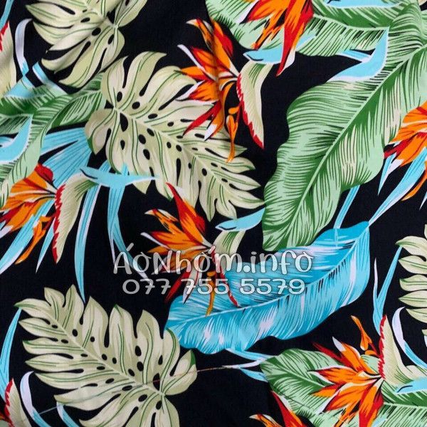 Bộ Áo Quần Nhóm Đi Biển Hoa Thiên Điểu Lá Trầu Bà Lá Xẻ Tropical