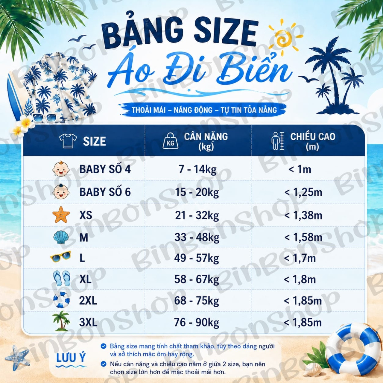 Bảng size Áo Sơ Mi Đũi